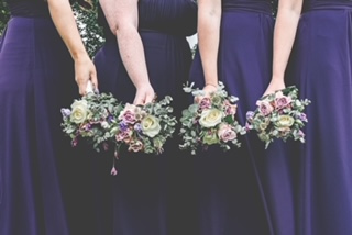 Bridesmaids in purple