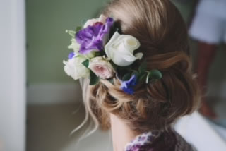 Beautiful brides floral hair arrangement